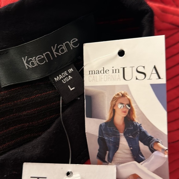 🆕Red KAREN KANE DRESS w/Black Side Panels, Accents & Pin Stripes & Back Zipper. - Picture 2 of 12